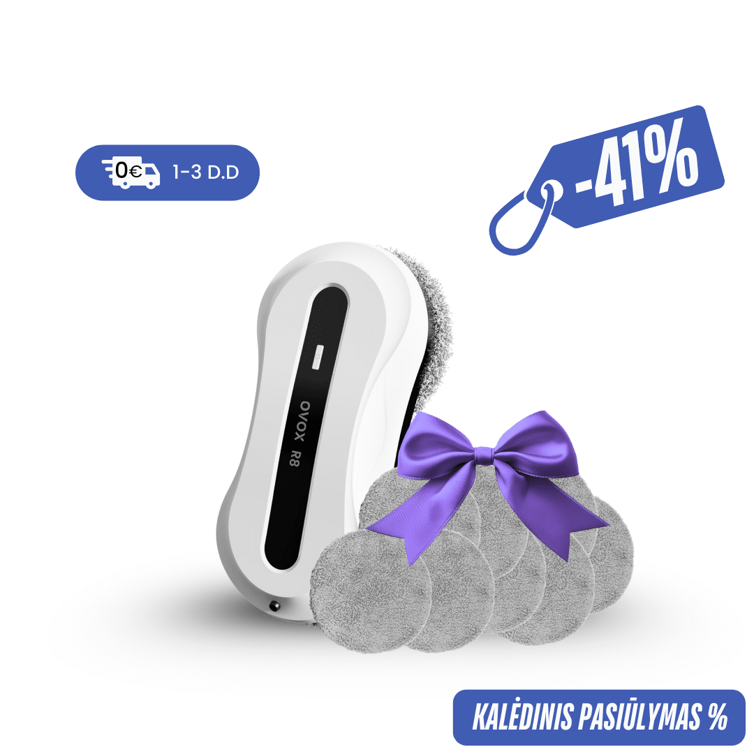 Langų valymo robotas su dvipuse purškimo sistema ,,OVOX R8" (2025 m. modelis)