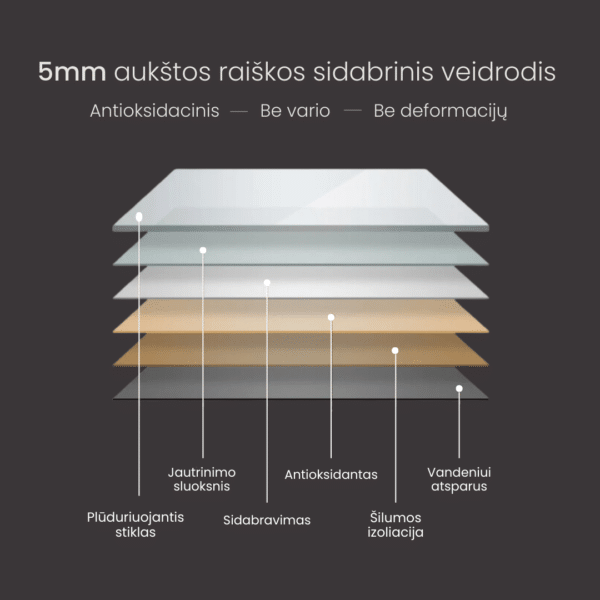 Išmanusis veidrodis su LED apšvietimu LUMUS Klara - Image 8