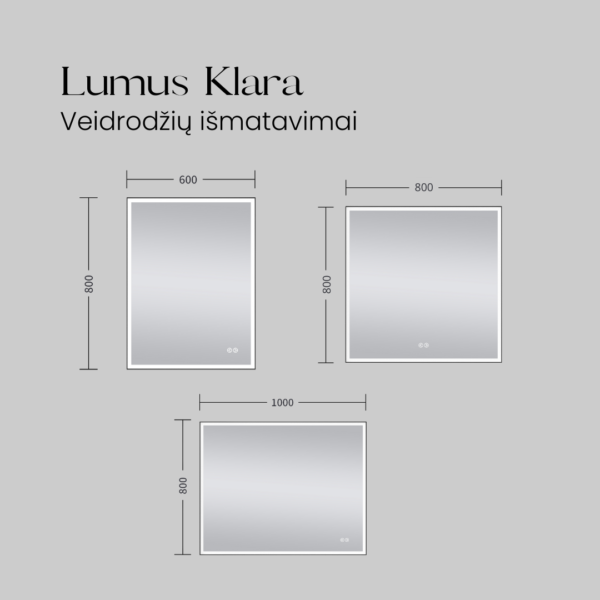 Išmanusis veidrodis su LED apšvietimu LUMUS Klara - Image 14