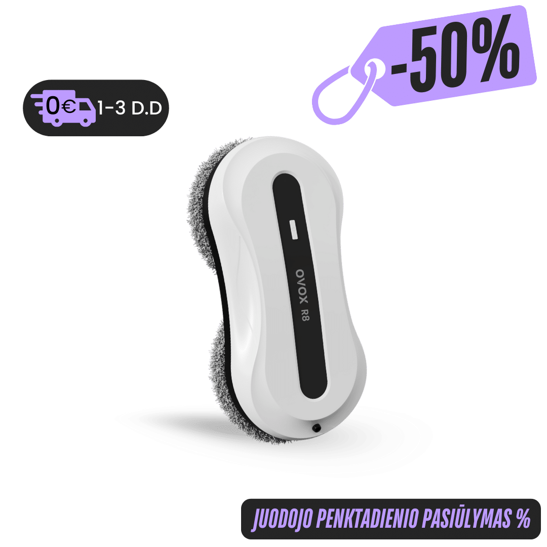 Langų valymo robotas su dvipuse purškimo sistema ,,OVOX R8" (2025 m. modelis)