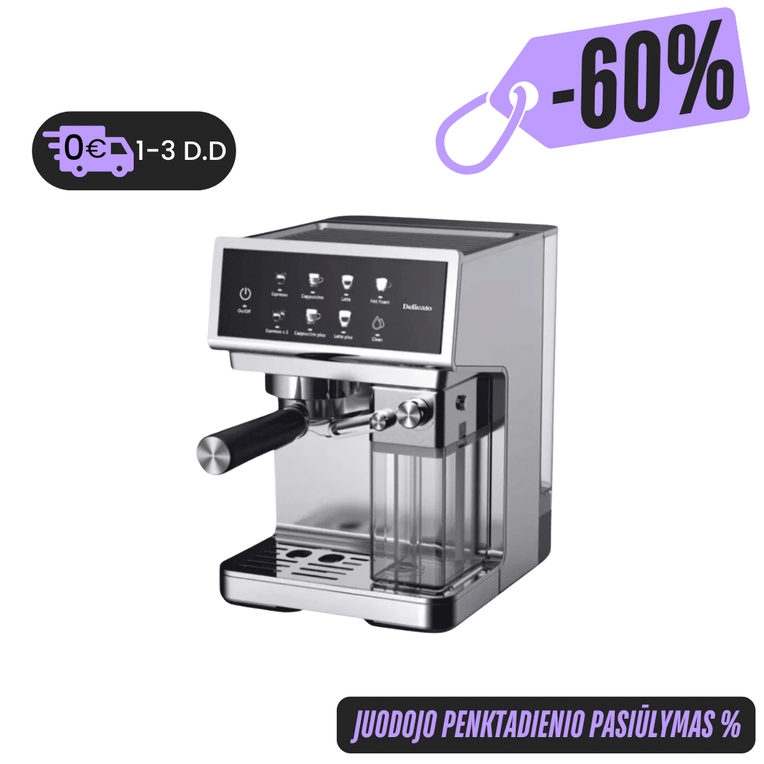 Pusiau automatinis kavos aparatas DELICATO PLUS tinka ir kapsulės!