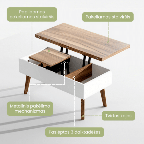 Kavos staliukas su pakeliamu stalviršiu MONO EasyLift-Space - Image 4