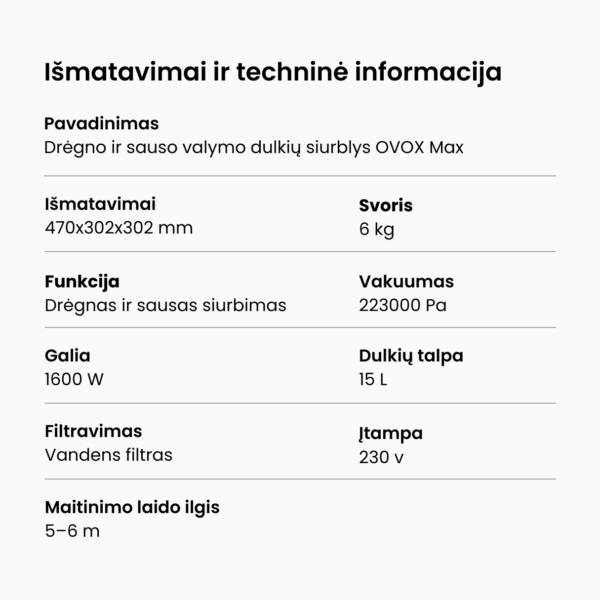 Drėgno ir sauso valymo dulkių siurblys OVOX Max - Image 12