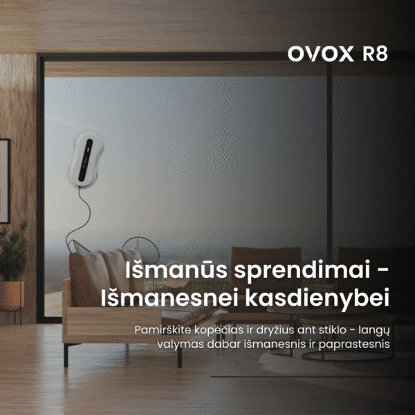 Langų valymo robotas su dvipuse purškimo sistema ,,OVOX R8" (2025 m. modelis) - Image 3