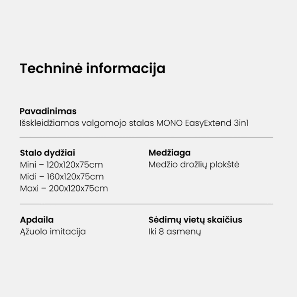 Išskleidžiamas valgomojo stalas MONO EasyExtend 3in1 - Image 16
