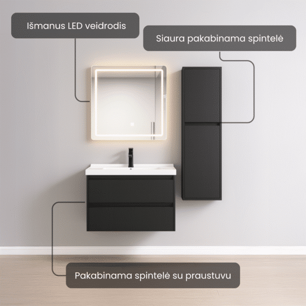 Vonios spintelės su praustuvu ir veidrodžiu ELVO CabinetSet-Max - Image 2