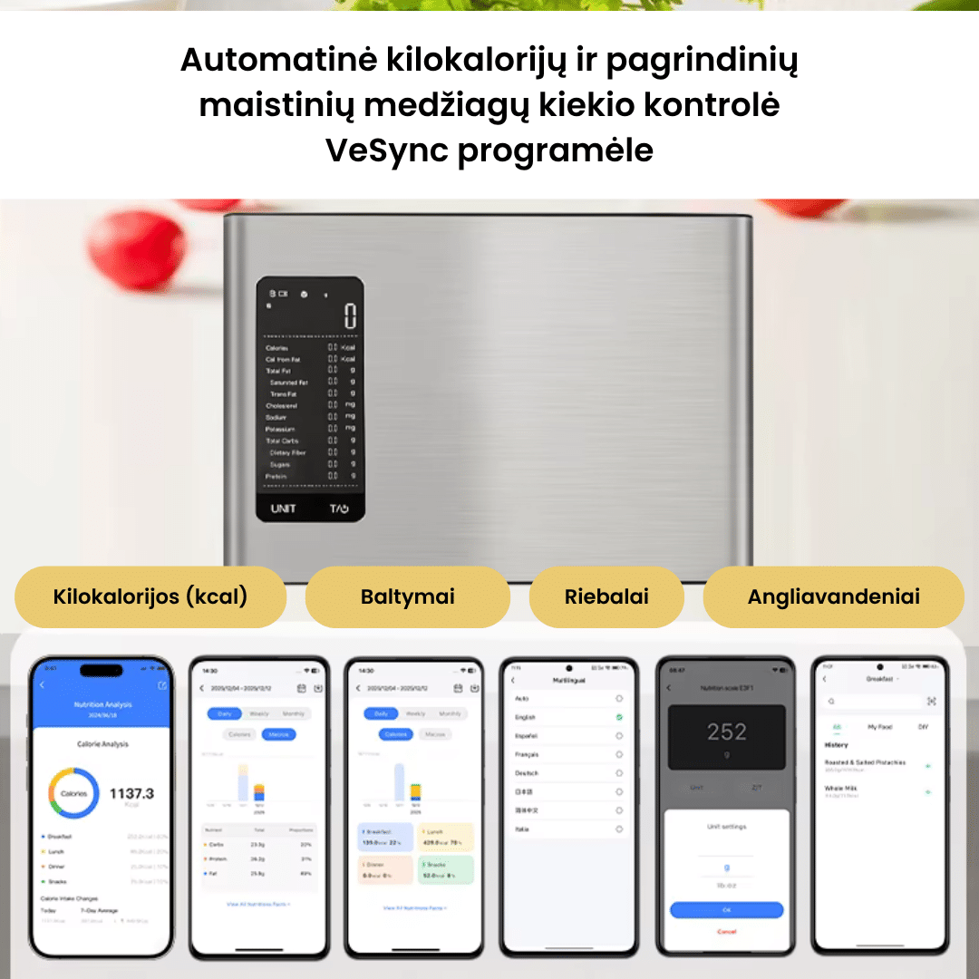 Išmanios kalorijas skaičiuojančios virtuvinės svarstyklės FRITO NutriScale - Image 2
