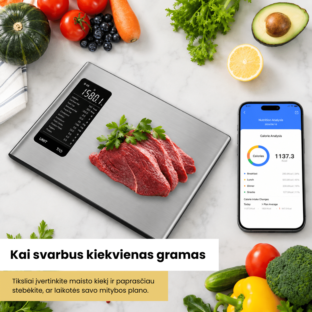 Išmanios kalorijas skaičiuojančios virtuvinės svarstyklės FRITO NutriScale - Image 5