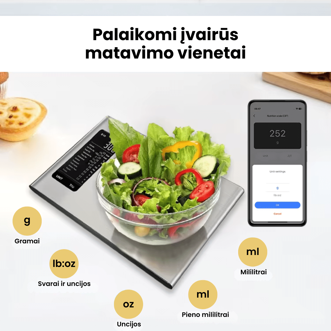 Išmanios kalorijas skaičiuojančios virtuvinės svarstyklės FRITO NutriScale - Image 10