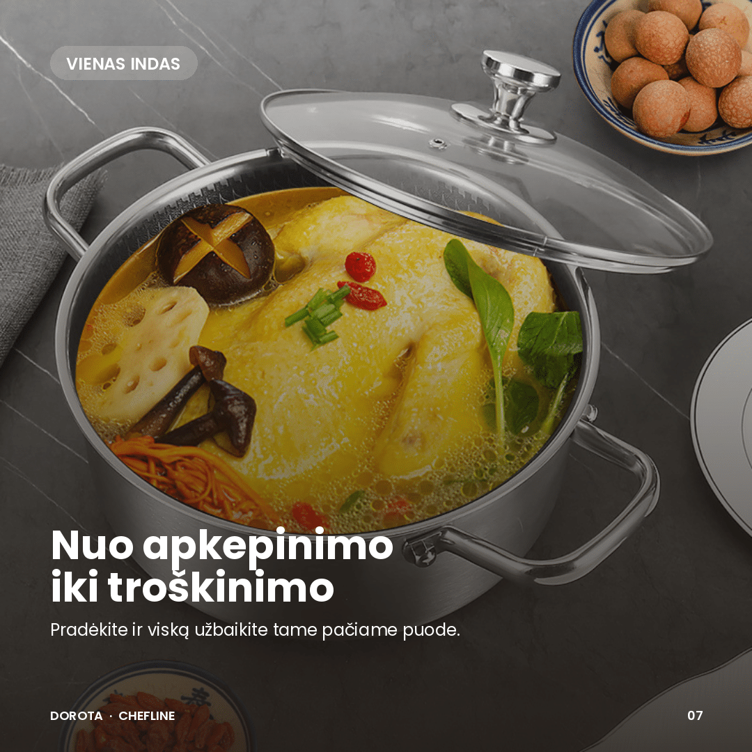 Nerūdijančio plieno puodas su dangčiu Dorota ChefLine - Image 7