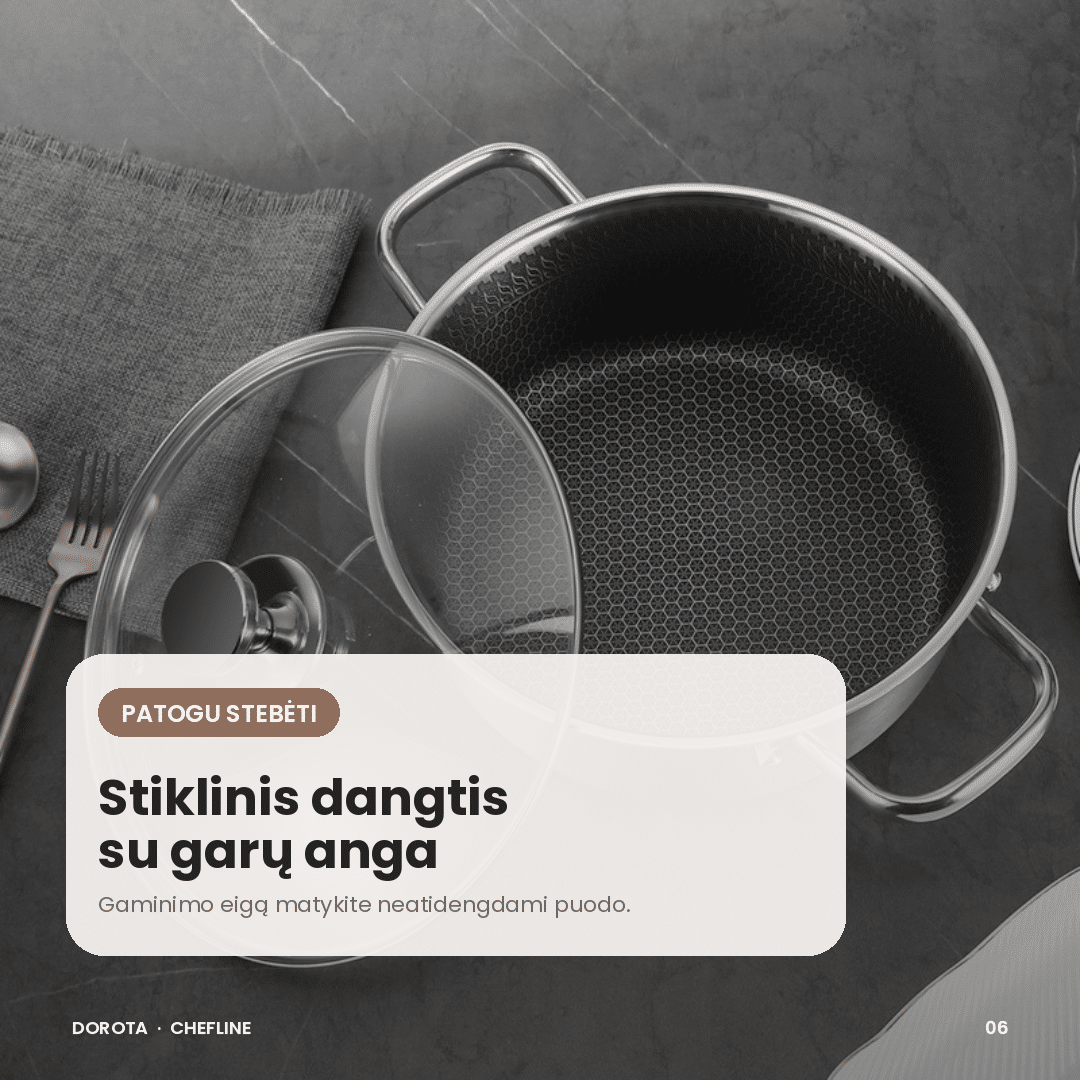 Nerūdijančio plieno puodas su dangčiu Dorota ChefLine - Image 6