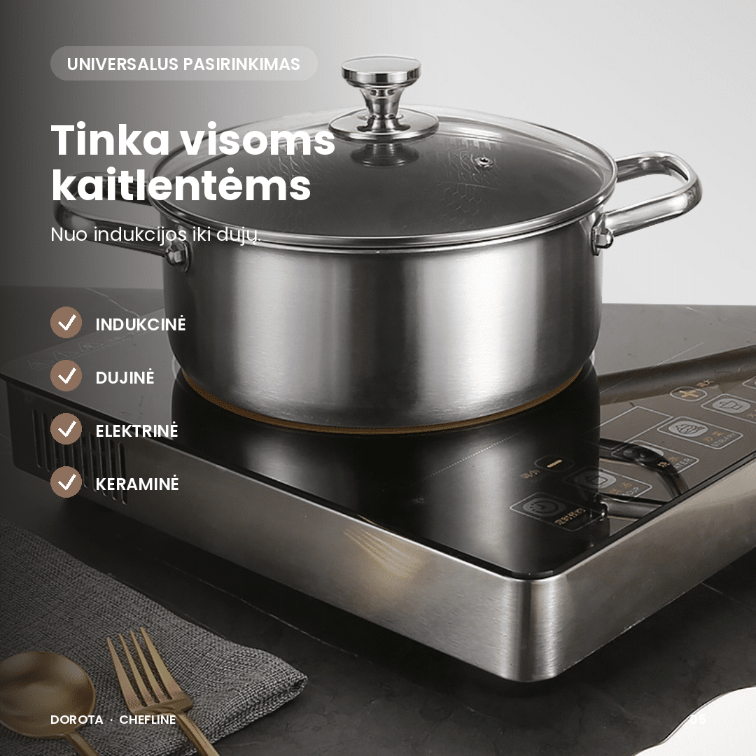 Nerūdijančio plieno puodas su dangčiu Dorota ChefLine - Image 5