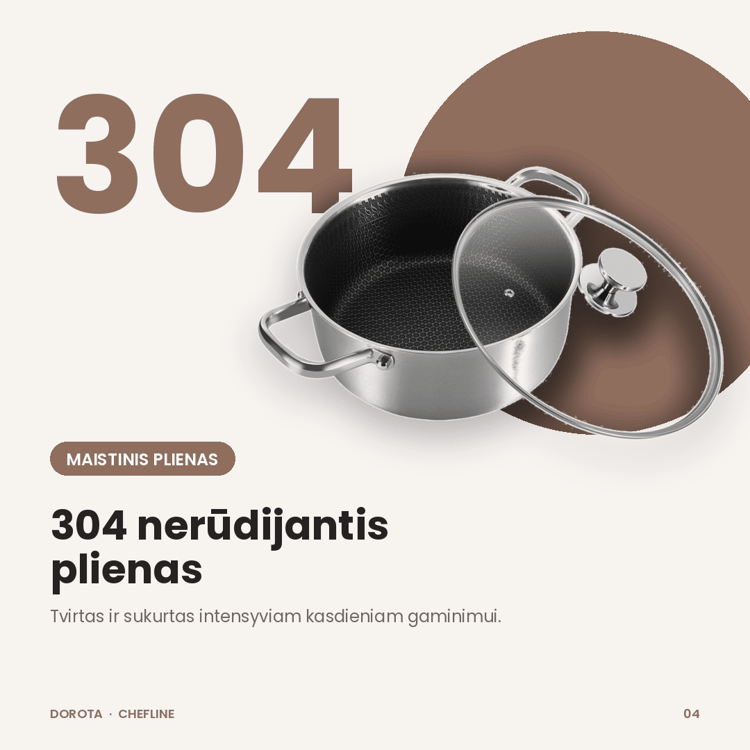Nerūdijančio plieno puodas su dangčiu Dorota ChefLine - Image 4