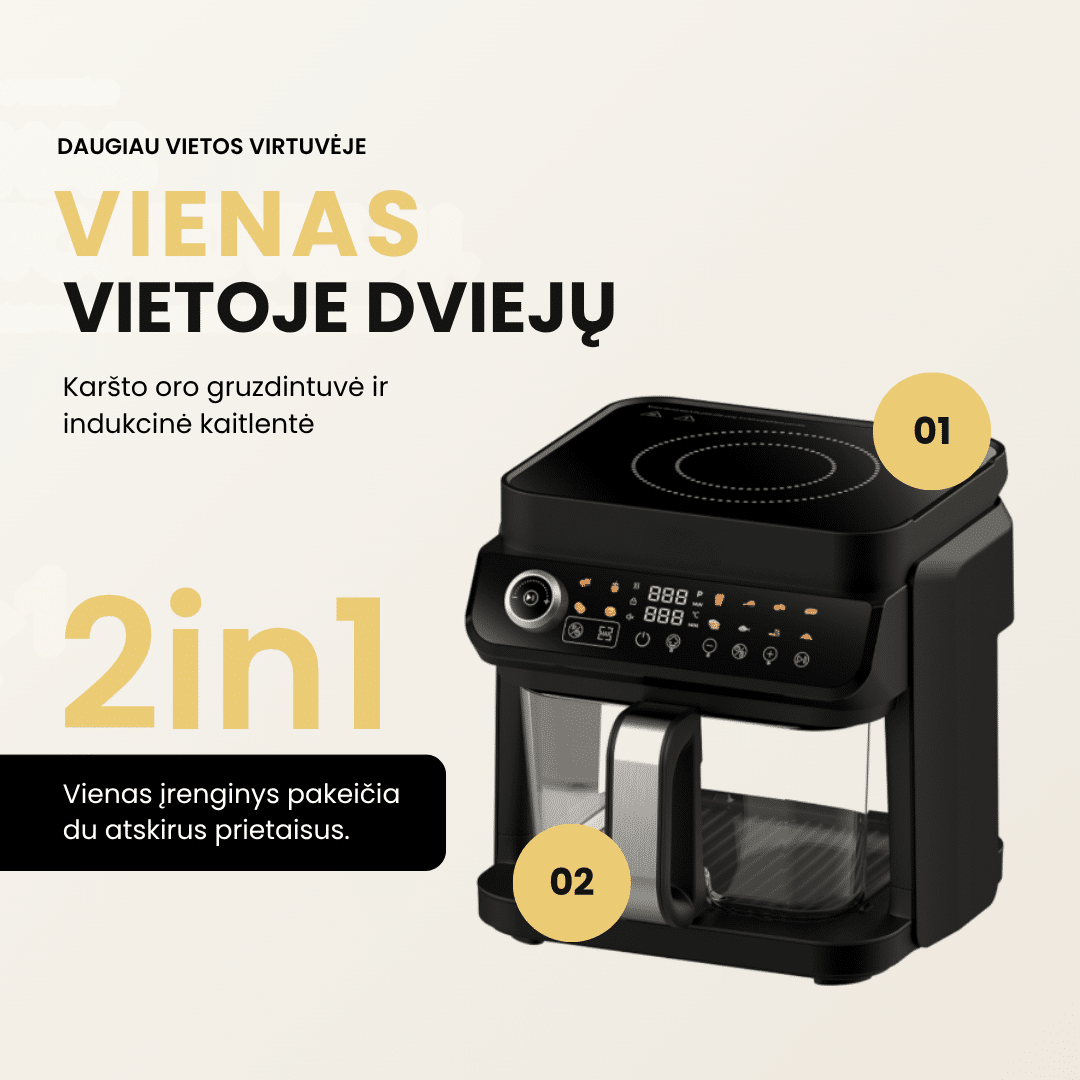 Karšto oro gruzdintuvė ir indukcinė kaitlentė 2in1 FRITO DualHeat - Image 3