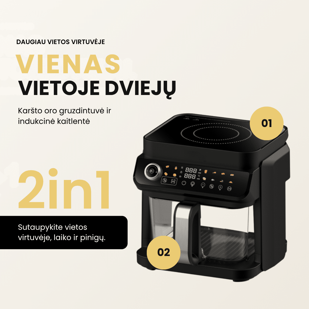 Karšto oro gruzdintuvė ir indukcinė kaitlentė 2in1 FRITO DualHeat - Image 3