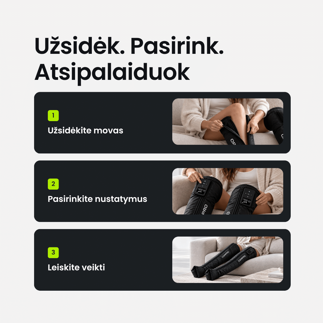 Kompresinis kojų masažuoklis COMPRO Leg - Image 7