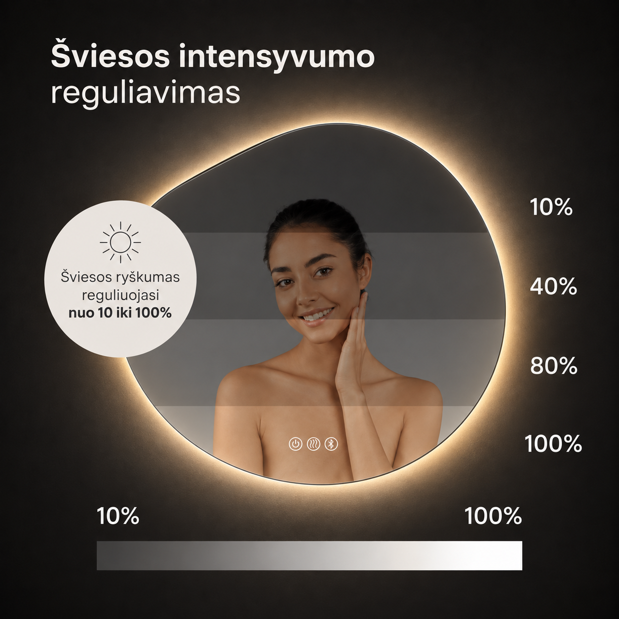 Išmanus veidrodis su LED apšvietimu Lumus Luna - Image 6