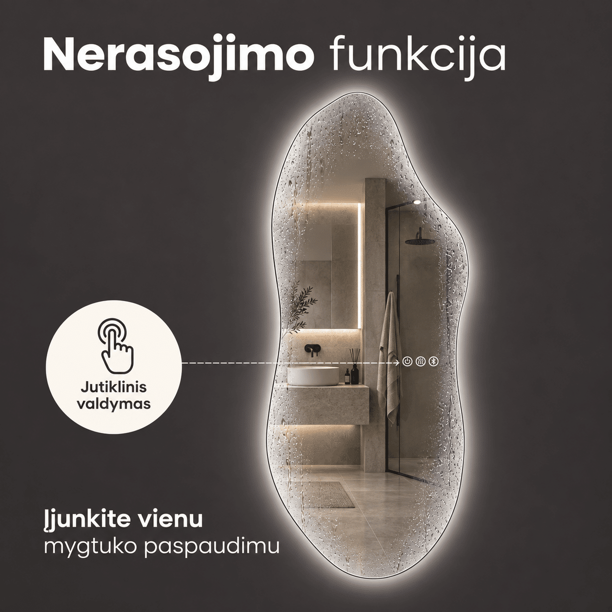 Išmanus veidrodis su LED apšvietimu Lumus Riva - Image 3