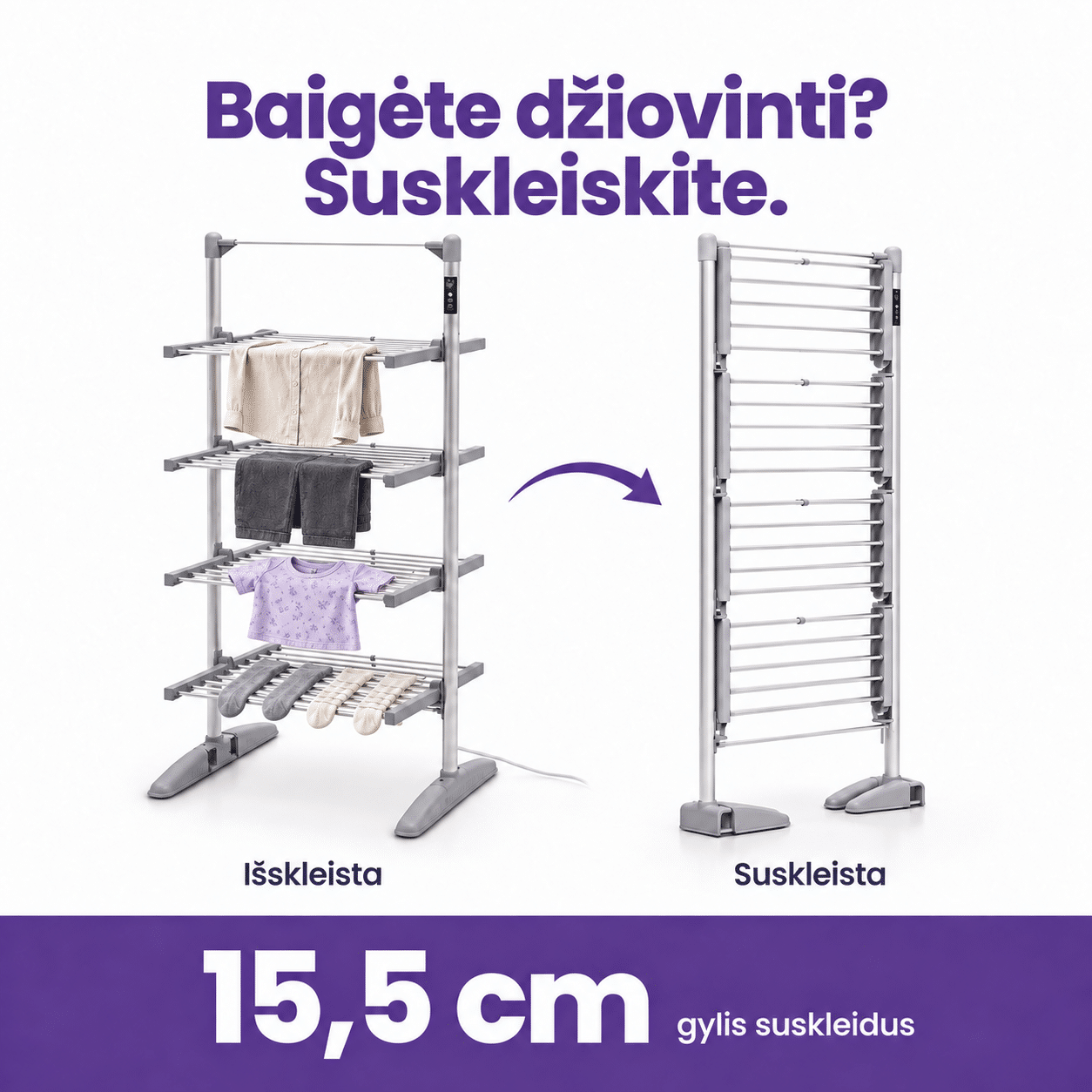 Elektrinė drabužių džiovykla OVOX DryTower - Image 6
